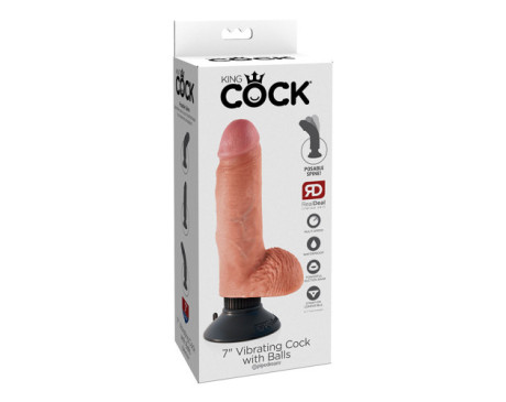 King Cock 7in Vibr Cock w/ Balls Beige