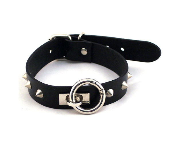 Rouge O-Ring Studded Collar Thinner Blk