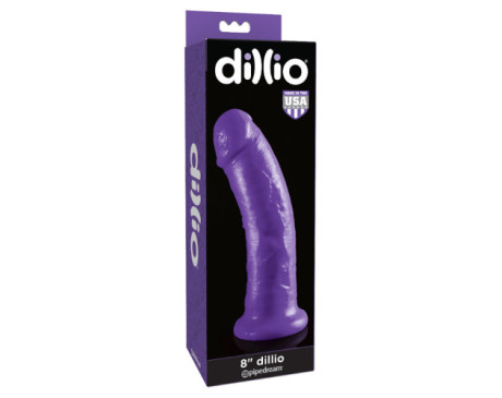 Dillio 8in Dildo w/Suction Cup Purple