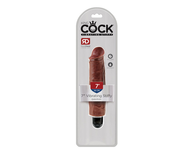 King Cock 7in Vibrating Stiffy Brown