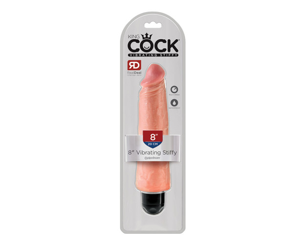 King Cock 8in Vibrating Stiffy Beige