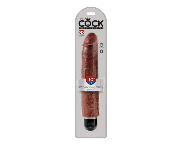 King Cock 10in Vibrating Stiffy Brown