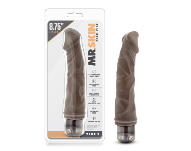 Dr. Skin Vibe 6 Dildo 8.75in Vibrat Brn