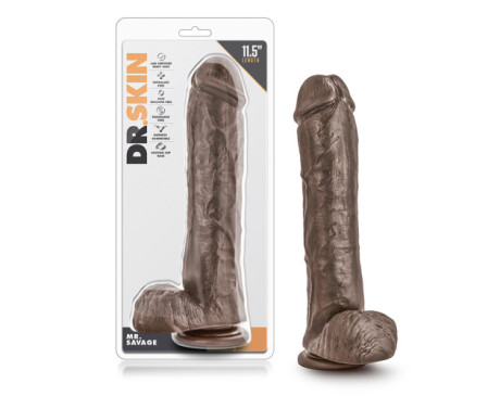 Dr. Skin Mr. Savage 11.5in Dildo Brown