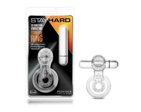 Stay Hard 10 Func Vibr Tongue Ring Clear