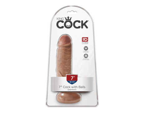 King Cock 7in Cock w/ Balls Tan