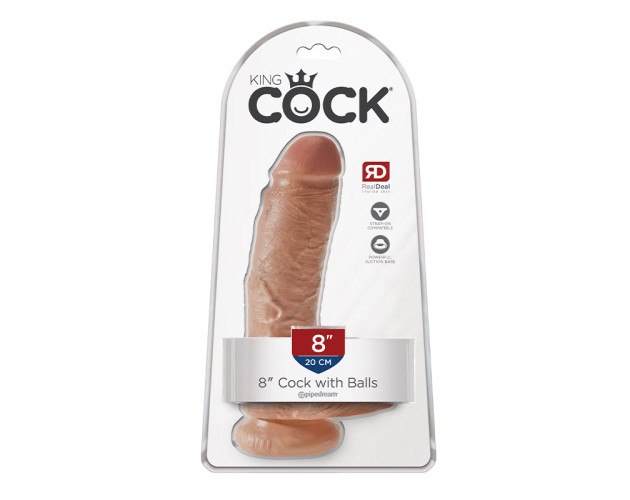 King Cock 8in Cock w/ Balls Tan