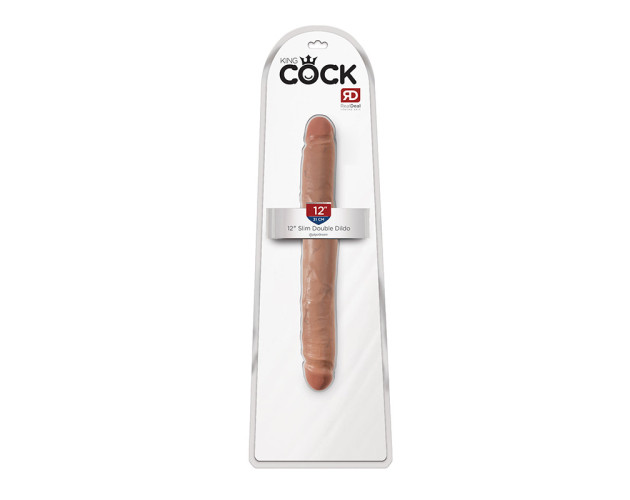 King Cock 12in Slim Double Dildo Tan