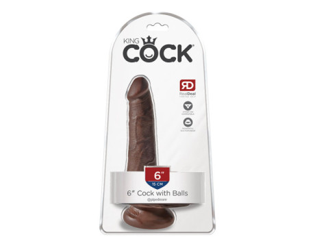 King Cock 6in Cock w/ Balls Brown