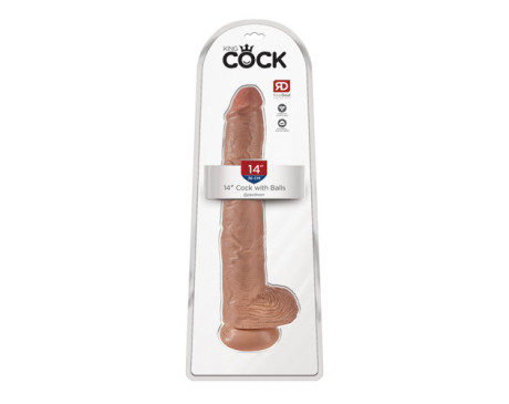 King Cock 14in Cock w/ Balls Tan