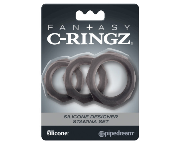 FCR Sili Designer Stamina C-ring Set Blk