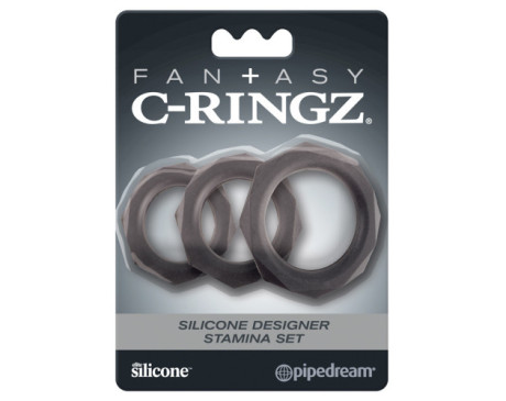 FCR Sili Designer Stamina C-ring Set Blk