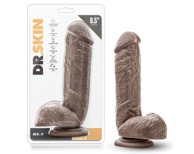 Dr. Skin Mr. D 8.5in Dildo w/Balls Brown