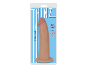 Thinz 7in Slim Dildo w/Suction Cup Beige