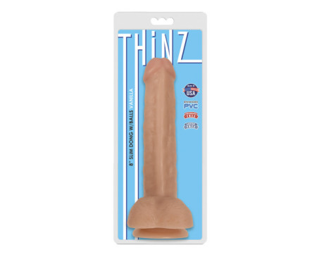 Thinz 8in Slim Dildo w/Balls Beige