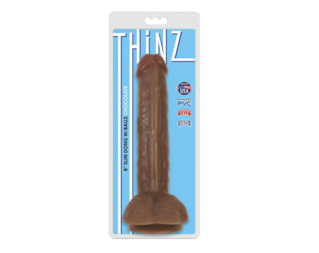 Thinz 8in Slim Dildo w/Balls Brown