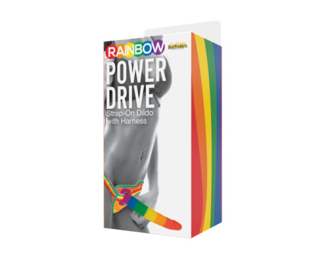 Rainbow Power Drive 7in Dildo W/Harness