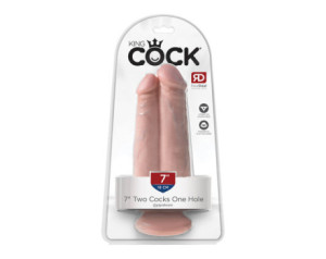 King Cock 7in Two Cocks One Hole Beige