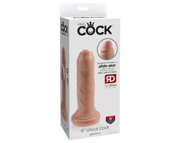 King Cock 6in Uncut Cock Foreskin Beige