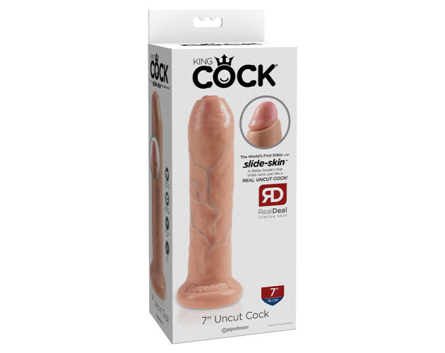 King Cock 7in Uncut Cock Foreskin Beige