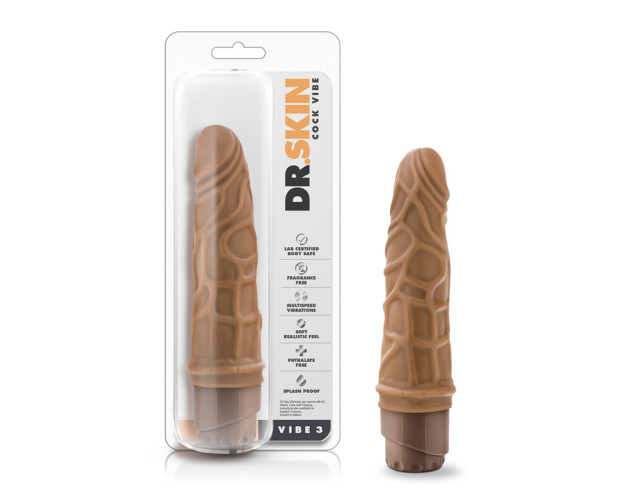 Dr. Skin Vibe 3 Dildo 7.25in Vibr Tan