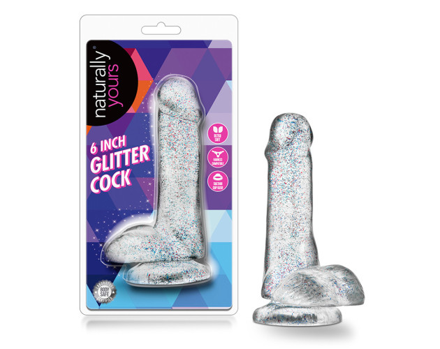 Naturally Yours 6in Glitter Cock Clear