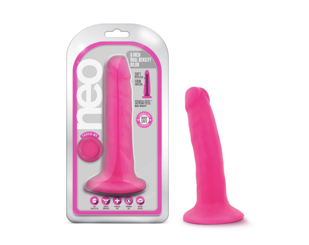 Neo 6in Dual Density Dildo Neon Pink