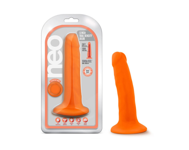 Neo 6in Dual Density Dildo Neon Orange