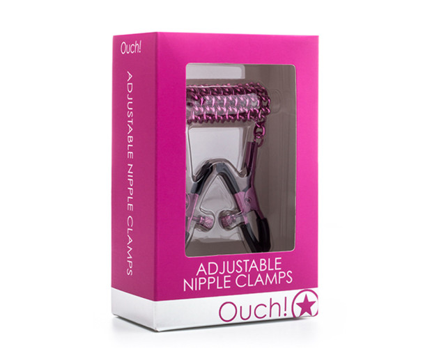 Ouch Adjustable NippleClamps W/Chain Pnk