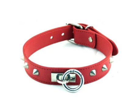 Rouge O Ring Studded Collar Red