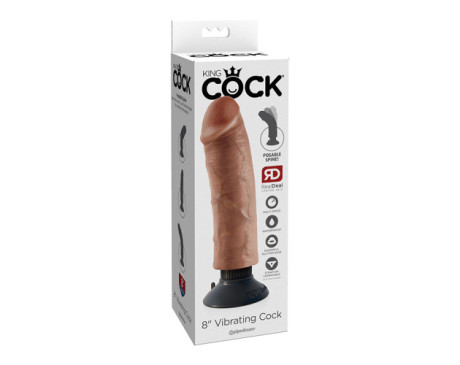 King Cock 8in Vibrating Cock Tan