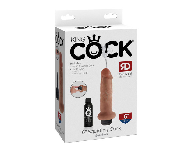 King Cock 6in Squirting Cock Tan