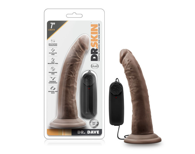 Dr. Skin Dr. Dave 7in Vibr Dildo Brown