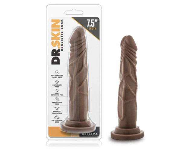 Dr. Skin Basic 7.5 Dildo 7.5in Brown