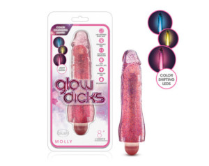 Glow Dicks Molly 8in Vibrat Glitter Pnk