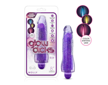 Glow Dicks Molly 8in Vibrat Glitter Pur