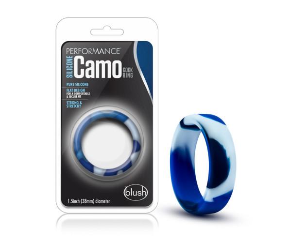 Performance Silicone Camo Cock Ring Blue