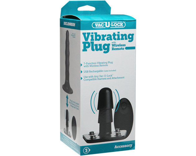 Vac-U-Lock Vibe Plug W/Snaps&Remote Bk