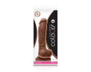 Colours Dual Density 8in Dildo Brown