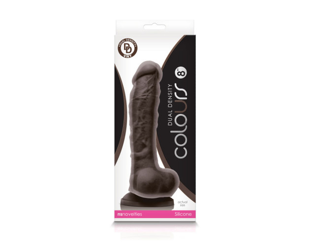 Colours Dual Density 8in Dildo Dark Brn