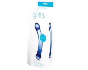 Glas 6in Curved G-Spot Glass Dildo Blue