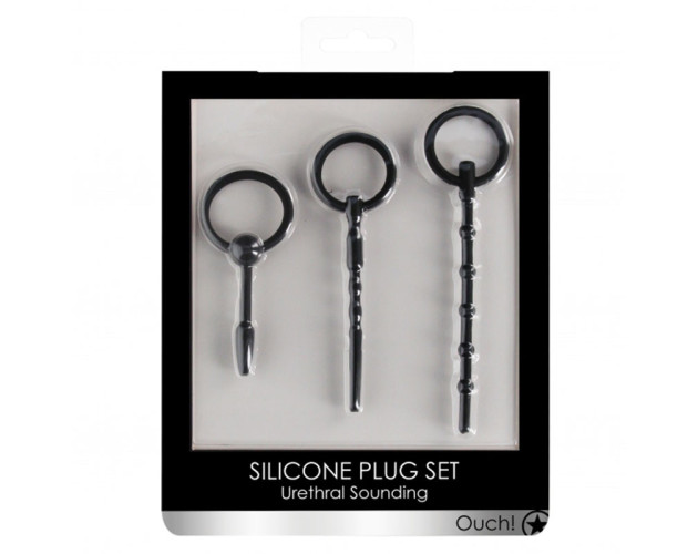 Ouch UrethralSound 3Pc Sili Plug Set Blk