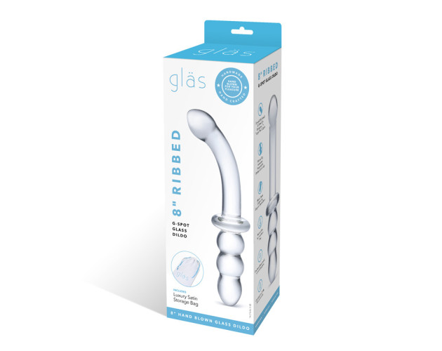 Glas 8in Ribbed G-Spot Glass Dildo