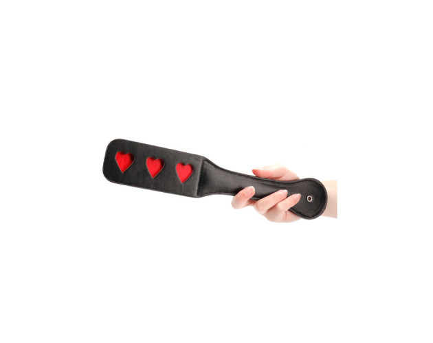 Ouch Heart Pattern Paddle Black