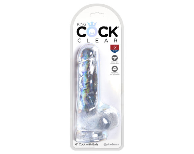 King Cock Clear 6in w/ Balls