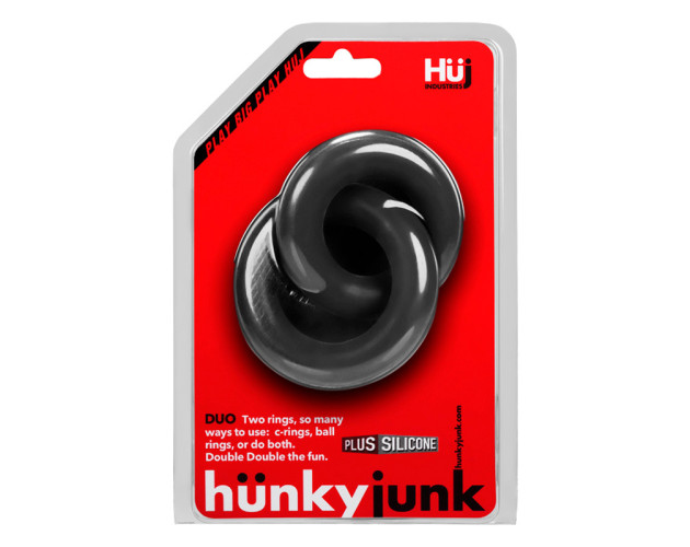 Hunkyjunk DUO Linked Cock/Ball Rings Tar