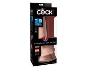 King Cock Plus 8in TriplDens Balls Beige