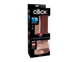 King Cock Plus 9in TriplDens Balls Beige