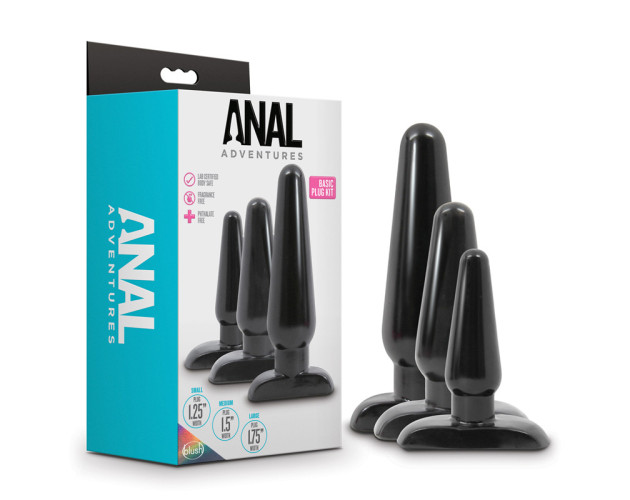 Anal Adventures Basic Plug Kit Black