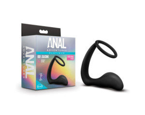 Anal Adventures Cock Ring Plug Black